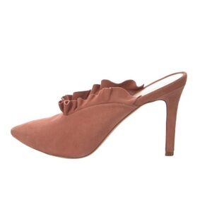 NEW Loeffler Randall pink suede frill heels